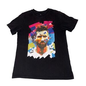 Adidas Messi Soccer Graphic Tee Boy's Large #HC1678 Black Crewneck Lionel